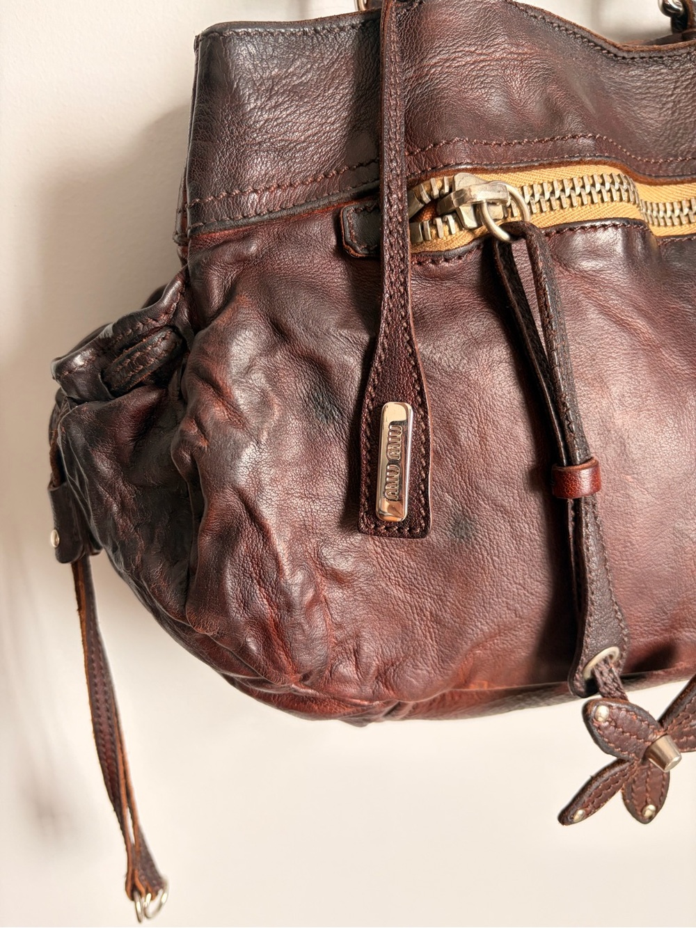 Miu Miu Archive 2006 Leather Flower Pocket Bag - Picture 2 of 11